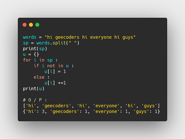 كود بايثون لعد الكلمات الموجود في نص