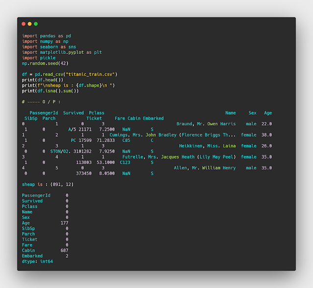 معرفة البيانات المفقوده من سفينة تايتنك machine learning معرفة البيانات المفقوده من سفينة تايتنك machine learning