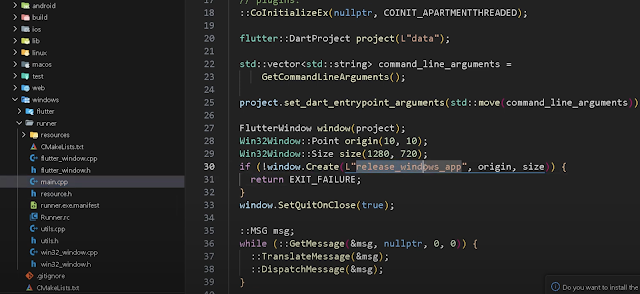 خطوات إنشاء تطبيق Flutter لسطح المكتب على نظام Windows