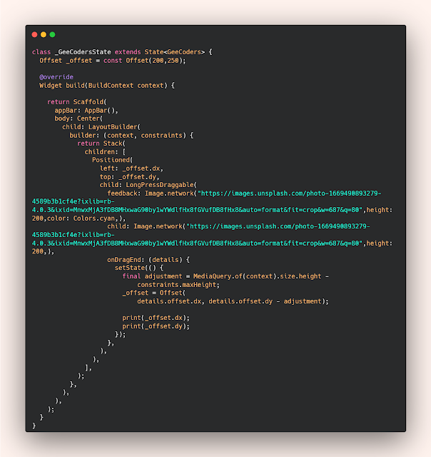 drag and drop widget in Flutter