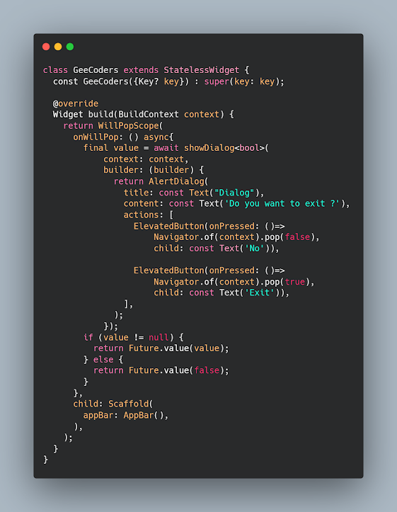 اظهار dialog عند الرغبه في الخروج من التطبيق اظهار dialog عند الرغبه في الخروج من التطبيق