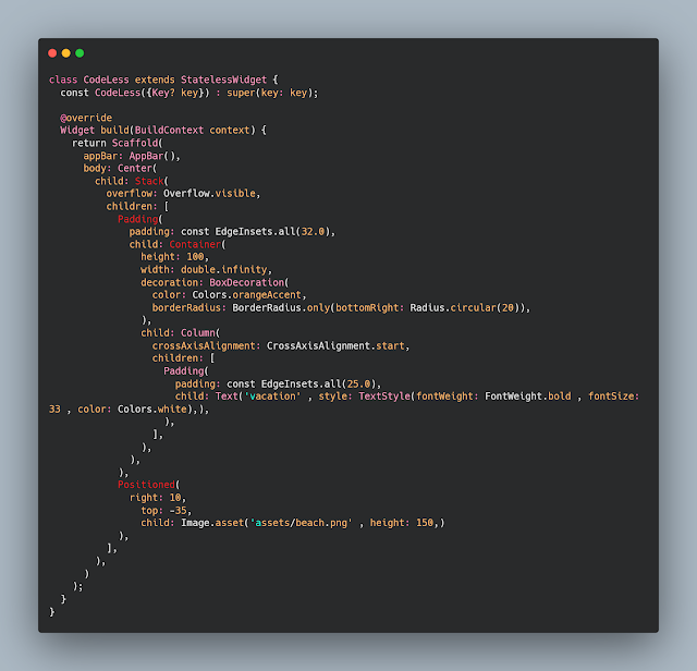 كيفية استخدام Stack و Positioned في flutter