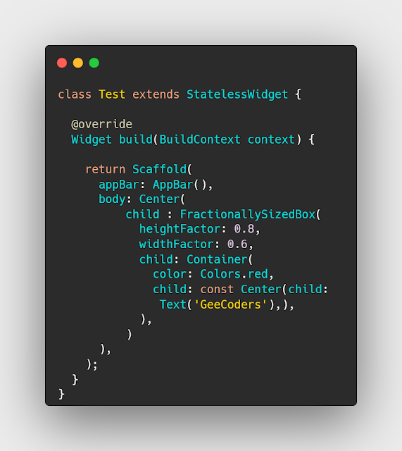 كيفية تقسيم جزء معين من التصميم في الشاشه باستخدام FractionallySizedBox