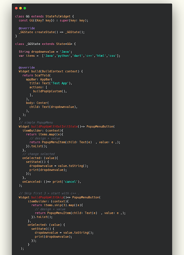 شرح التعامل مع PopupMenu في فلاتر