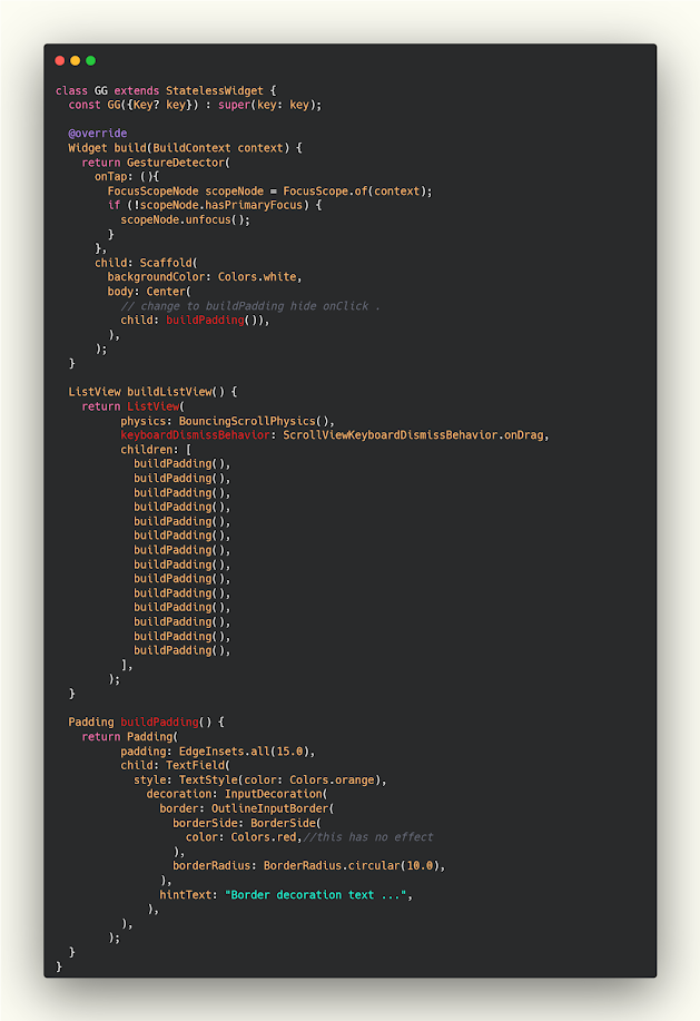 How to hide keyboard after scroll or click flutter How to hide keyboard after scroll or click flutter