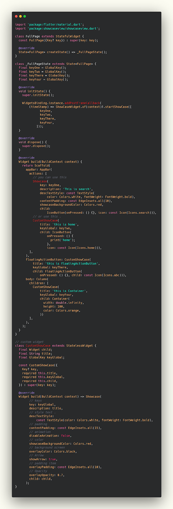 Explain the elements in your application flutter Explain the elements in your application flutter