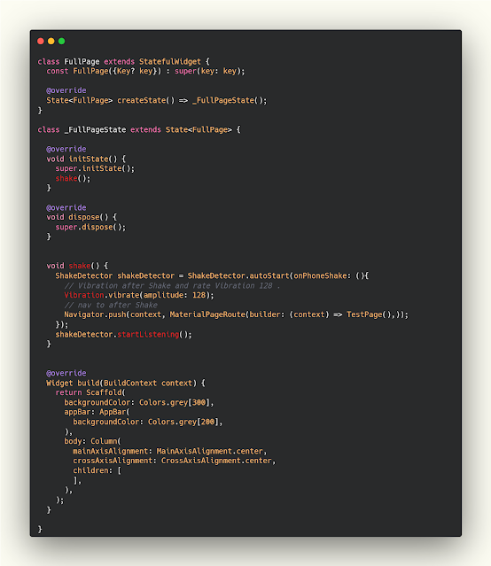 الانتقال الى صفحة جديده في فلاتر اثناء هز الهاتف مع اصدار اهتزاز اثناء الانتقال