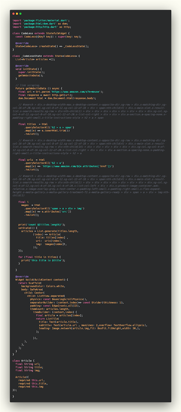 Web Scraping with Flutter Web Scraping with Flutter