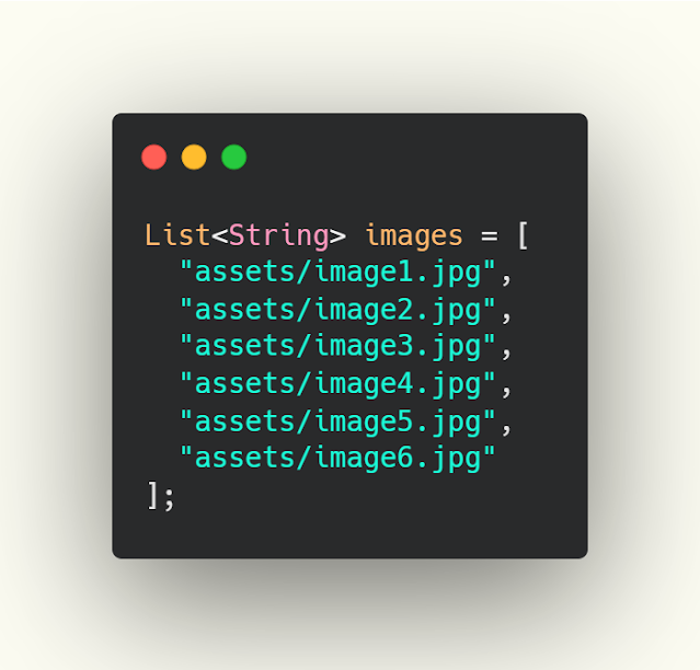 وضع الصور التي نريد التبديل عليها في list