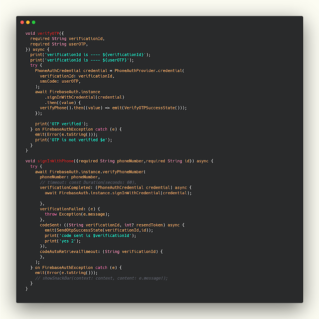 شرح كيفية تسجيل الدخول برقم الهاتف وارسال رمز OTP لهاتفك في flutter
