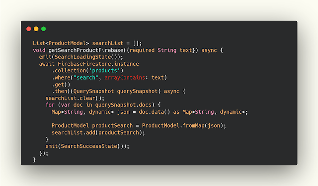How to search in firebase by using flutter