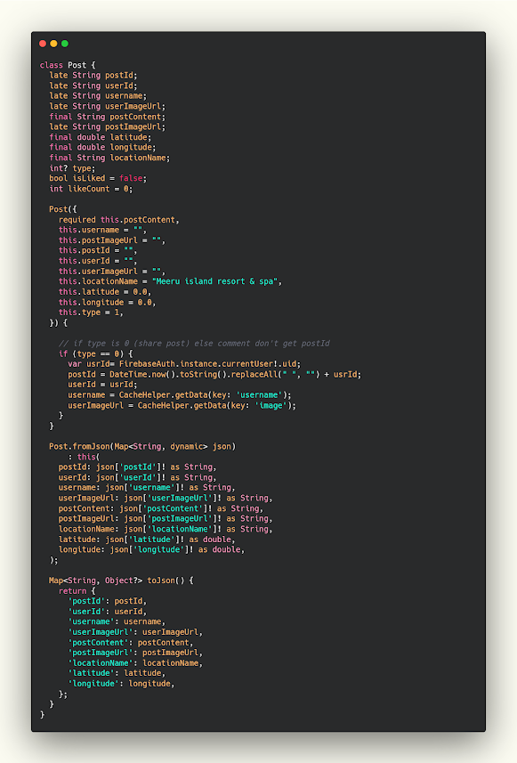 تحضير model يحمل بيانات المنشور المراد نشره
