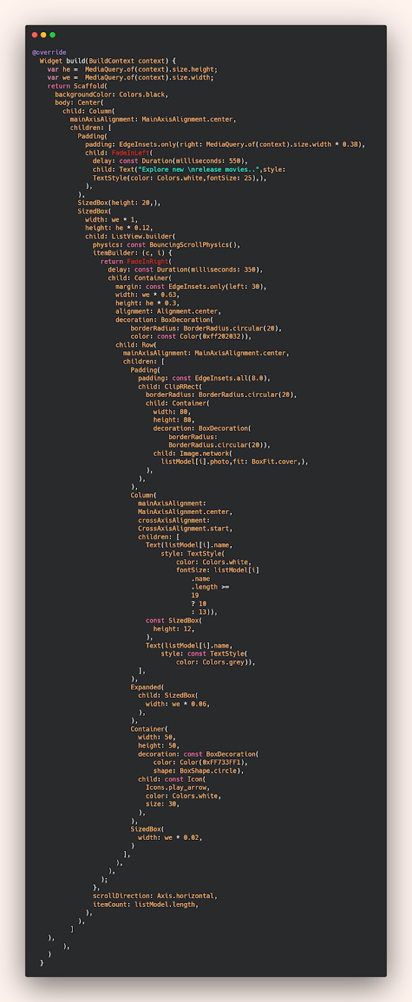How to Add animation between items in Flutter project