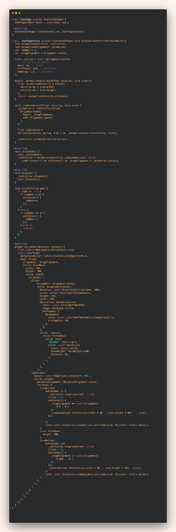 عمل counter متغير عند اضافة عنصر او تقليل عنصر باستخدام Flutter عمل counter متغير عند اضافة عنصر او تقليل عنصر باستخدام Flutter