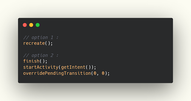 اوامر تساعدك في اعادة تشغيل الصفحة في الاندرويد ستوديو بعد حدث معين