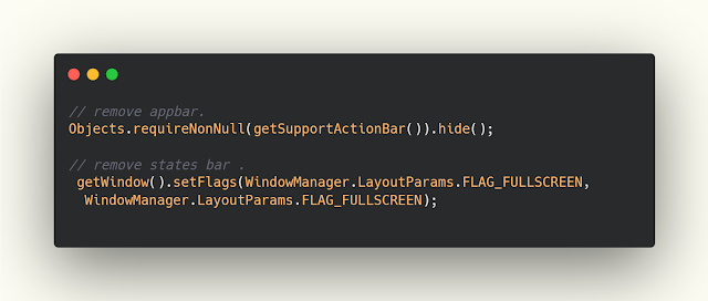 ازالة الشريط العلوي وشريط الاشعارات من تطبيقك في android studio