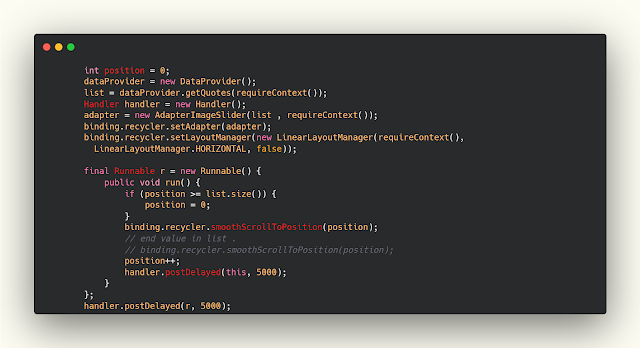 الانتقال الى عنصر ميعن داخل الrecyclerview وعرض اخر عنصر منها وتغيير العناصر بشكل تلقائي