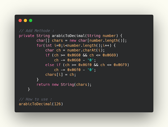 تحويل الارقام من انجليزي لعربي بلغة الjava تحويل الارقام من انجليزي لعربي بلغة الjava