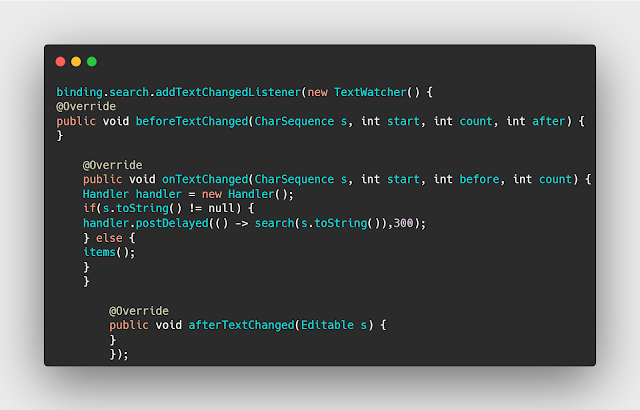 كود TextWatcher للبحث عن عناصر في التطبيقات