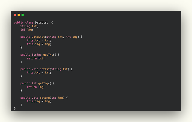 وضع المتغيرات التي تريد التعامل معها في DataList