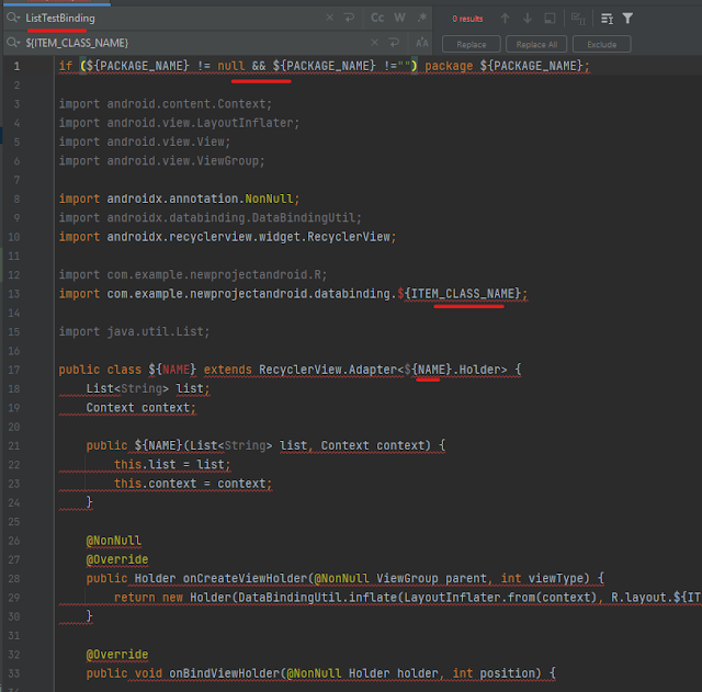 إنشاء RecyclerAdapter وتغيير الاسماء من داخله الى $