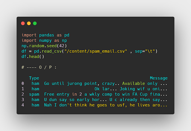 معرفة الmail هل spam ام ham في بايثون