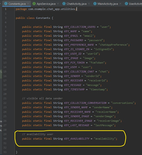 اضافة متغيرات حالة نشاط المستخدم في كلاس Constant