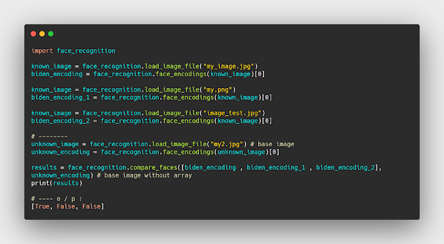 مقارنة اكثر من صورة ومعرفة هل الشخص موجوده في الصوره ام لا face_recognition مقارنة اكثر من صورة ومعرفة هل الشخص موجوده في الصوره ام لا face_recognition