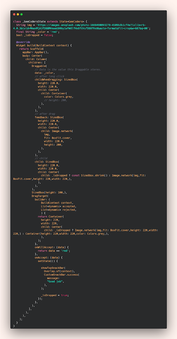 How to Dropping an item Flutter
