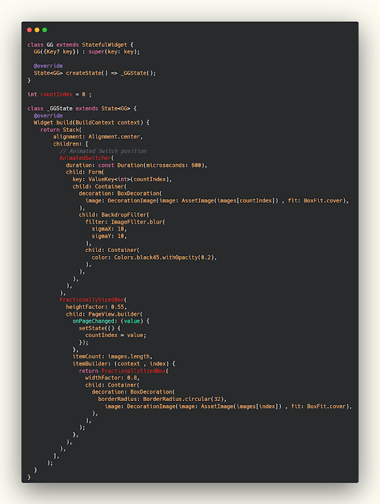 التبديل بين الصور في Flutter مع وجود animation بطريقة مختلفه