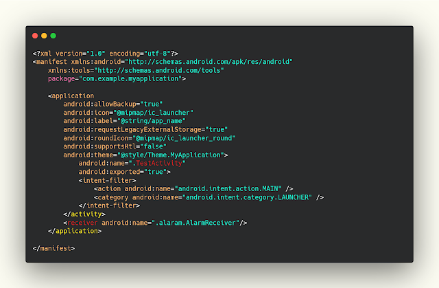 تفعيل الreceiver داخل الmanifest