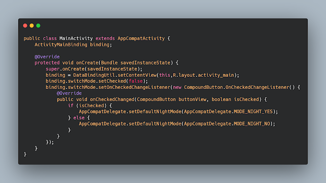 كود الجافا للتبديل الى DarkMode