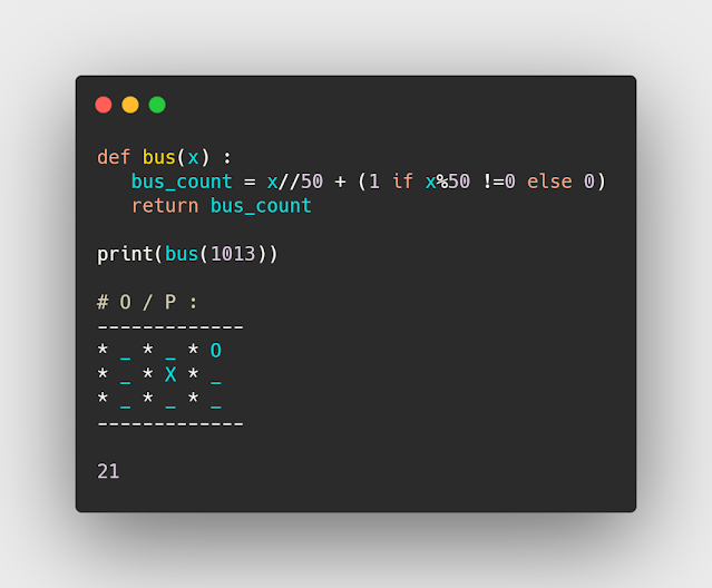 كود برنامج بايثون لمعرفة عدد الباصات لرحلة