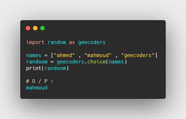 كيفية طباعة اسم random من داخل ليست في بايثون كيفية طباعة اسم random من داخل ليست في بايثون