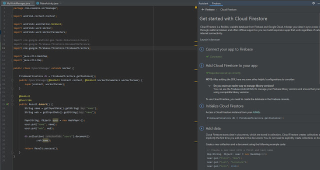 انشاء work manager class لتشغيل الورك مانجر