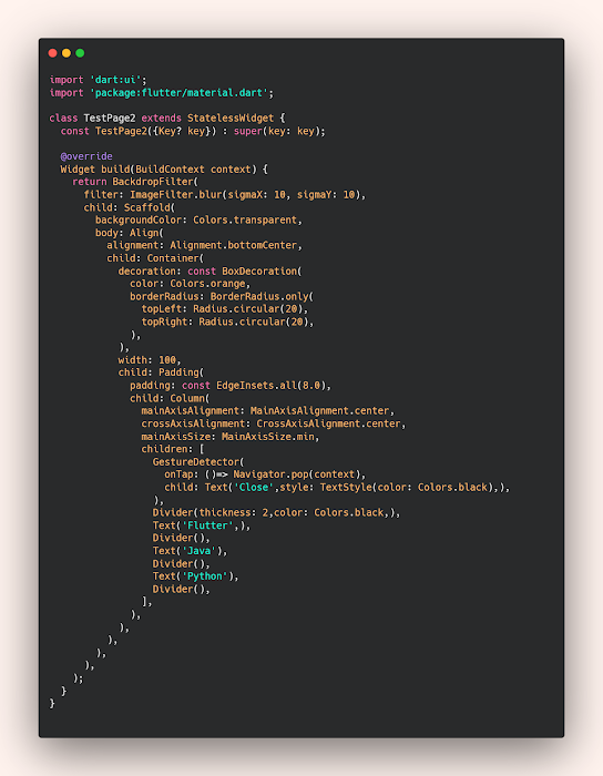 How to create page blur in Flutter