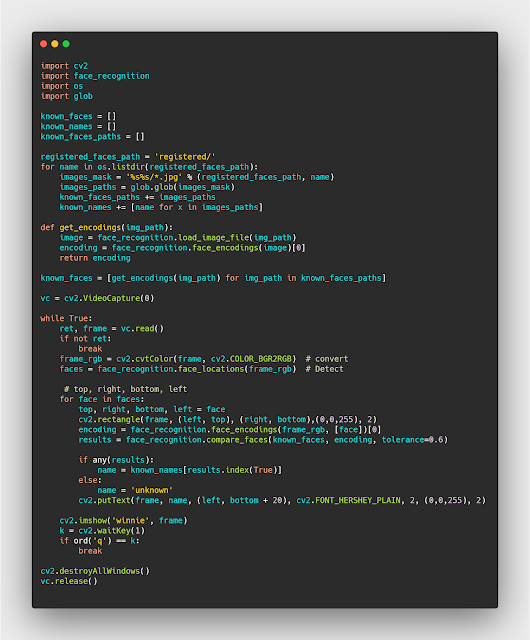 كيفية تتبع كاميرا الجهاز ومعرفة اسماء الاشخاص بمكتبة opencv و face_recognition بايثون كيفية تتبع كاميرا الجهاز ومعرفة اسماء الاشخاص بمكتبة opencv و face_recognition بايثون