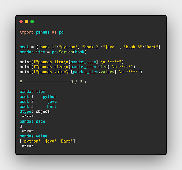 كيفية طباعة حجم القاموس وبعض العناصر من داخل pandas