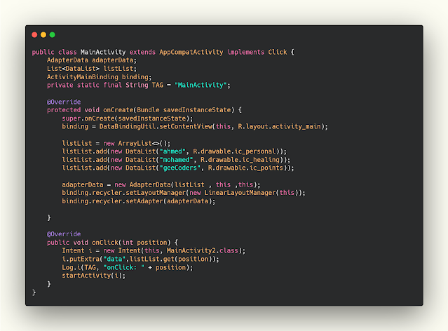 كيفية نقل البيانات من صفحة الى اخرى بواسطة Parcelable