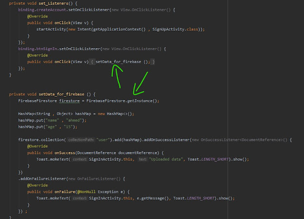 اضافة البيانات الى firebase