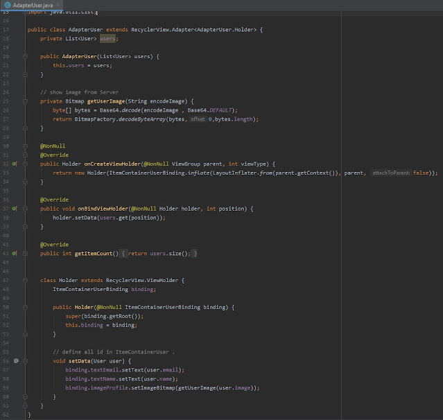 عمل Adapter لل recyclerView باستخدام ViewBinding