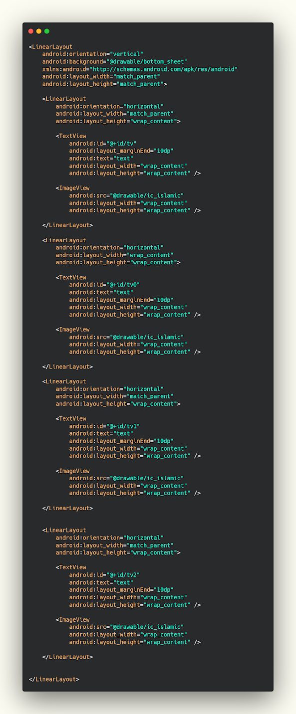 تصميم الbottomSheet في layout منفصل