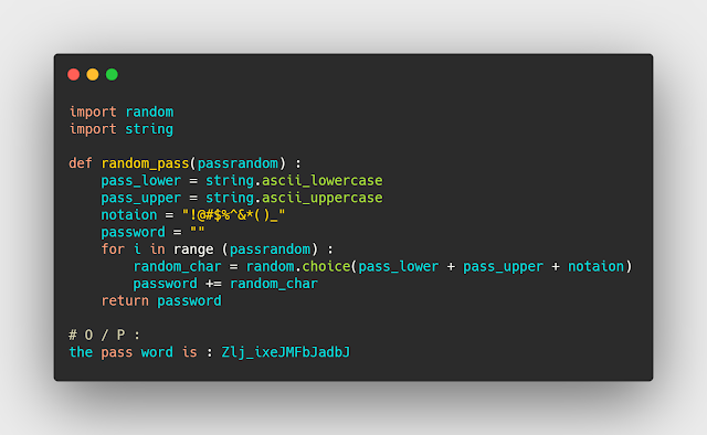 توليد رقم سري عشوائي بالبايثون باستخدام مكتبة random و string توليد رقم سري عشوائي بالبايثون باستخدام مكتبة random و string