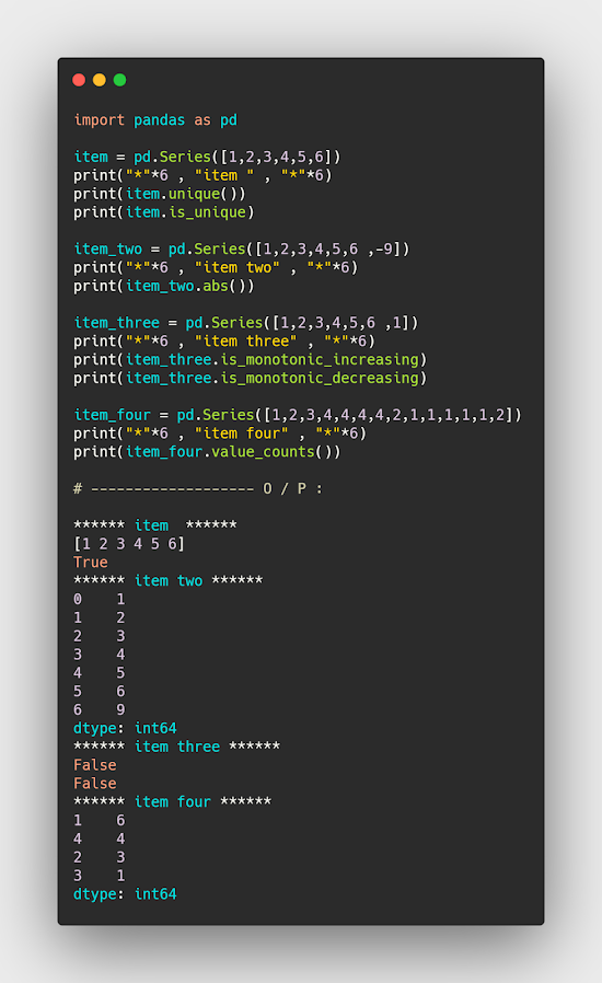 مجموعة من الاكواد والخصائص في مكتبة pandas python