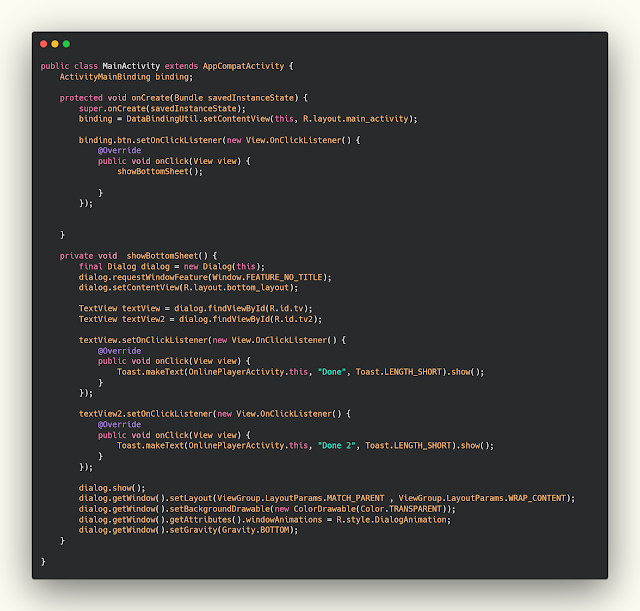 إستدعاء واستخدام الbottomSheet في تصميمك