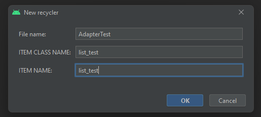 ادخال بيانات الRecyclerView التي تريد انشائها