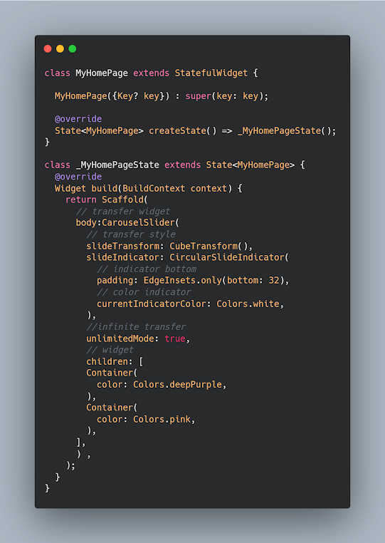 كيفية استخدام مكتبة carousel slider في فلاتر