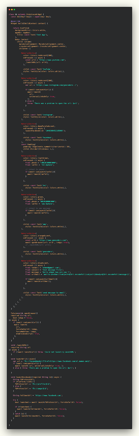 How to Navigate to different apps