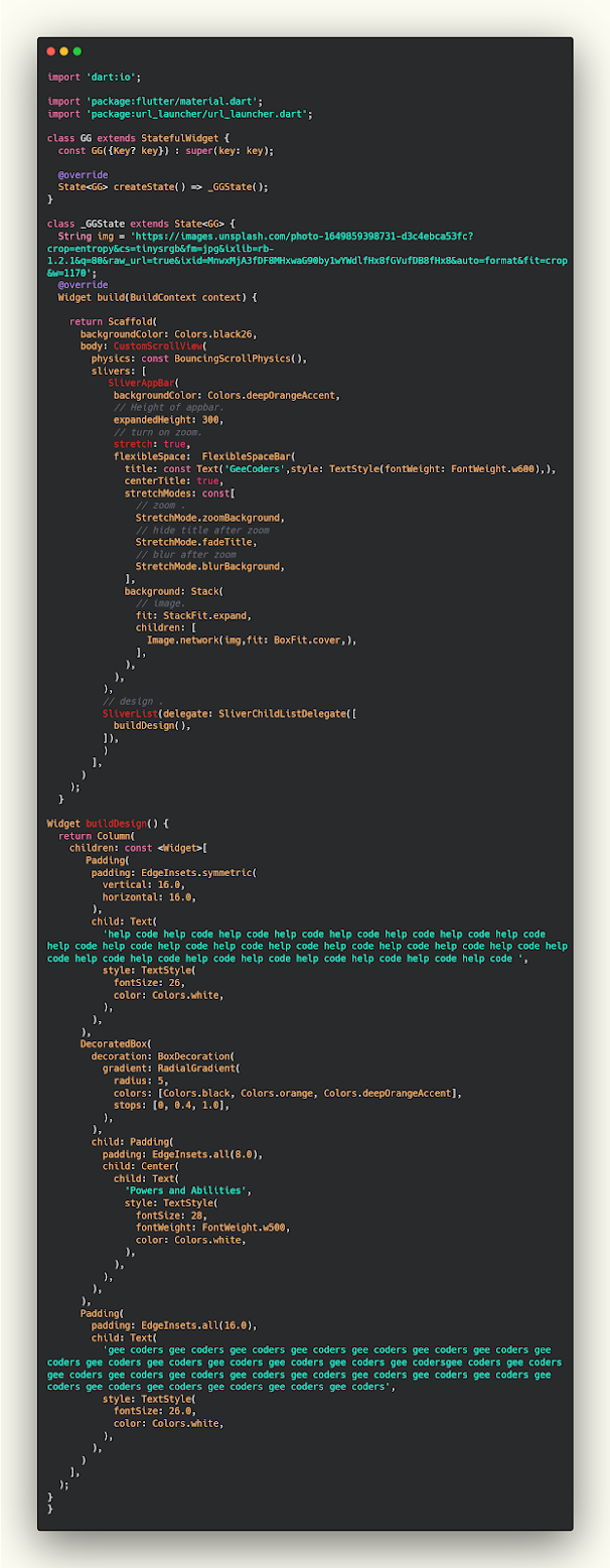 How to create SliverAppBar in Flutter