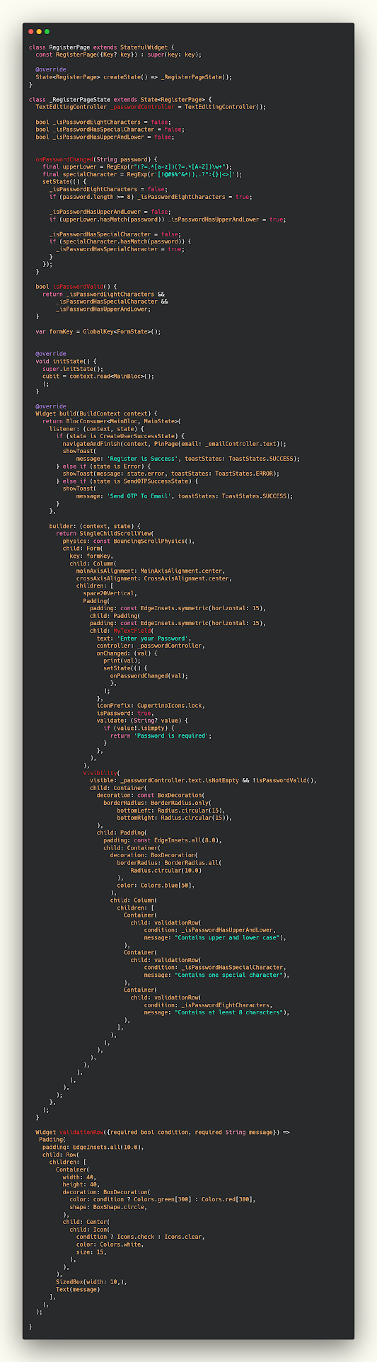 check power full password in flutter check power full password in flutter